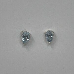 Sterling Silver Stud earrings with Teardrop Blue Gemstone